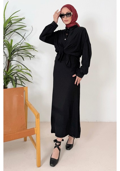 Bürümcük Gömlek Elbise Ikili Takım 1362 - Siyah fiyatları