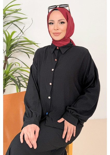 Bürümcük Gömlek Elbise Ikili Takım 1362 - Siyah indirimleri