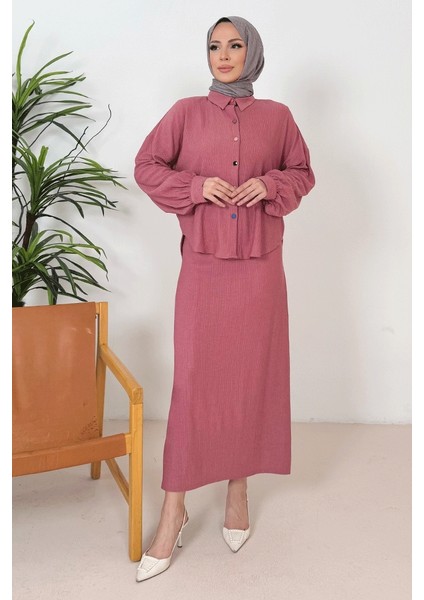 Bürümcük Gömlek Elbise Ikili Takım 1362 - Gül Kurusu fiyatları