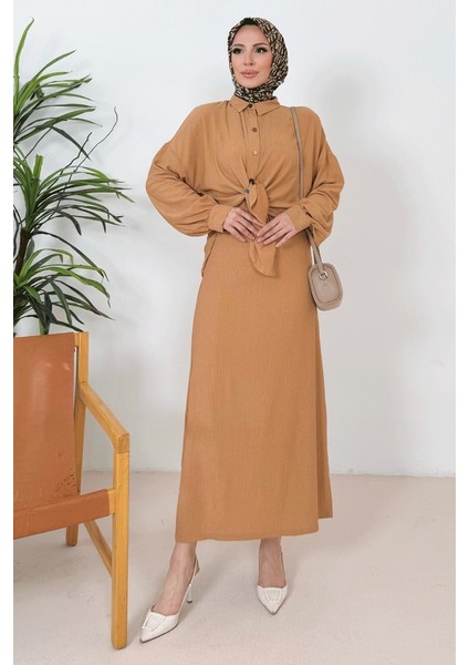 Bürümcük Gömlek Elbise Ikili Takım 1362 - Vizon fırsatları