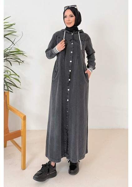 Riyal Kapüşonlu Kot Kap 1365 - Antrasit