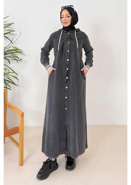 Riyal Kapüşonlu Kot Kap 1365 - Antrasit fiyatları