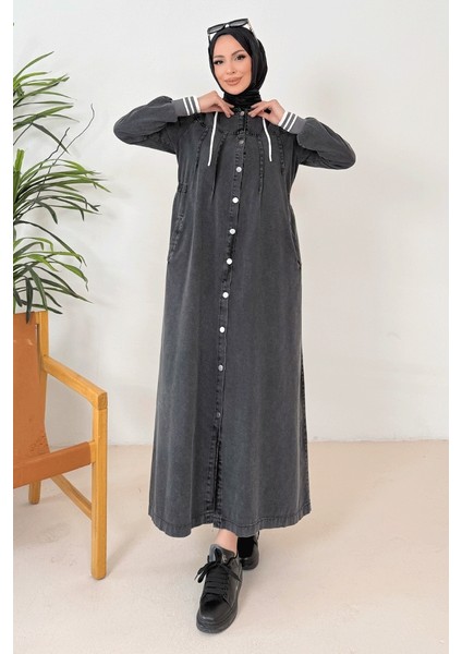 Riyal Kapüşonlu Kot Kap 1365 - Antrasit fırsatları