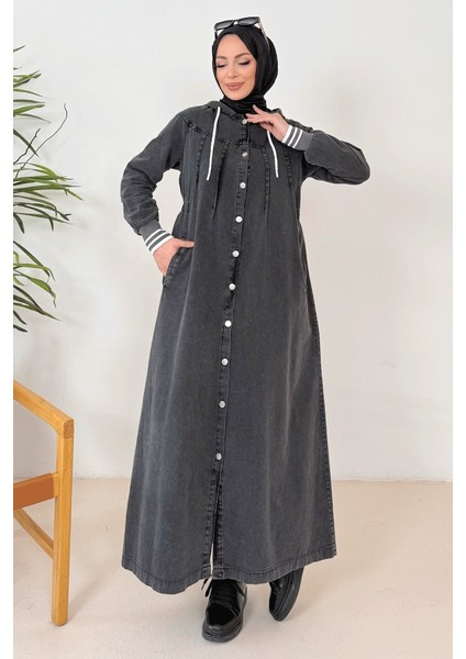 Riyal Kapüşonlu Kot Kap 1365 - Antrasit indirimleri