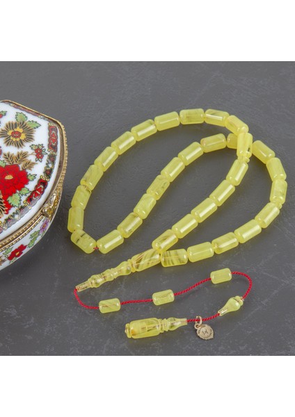 Eski Teker Obje Kadim Katalin Kapsül Kesim 8X11 mm Tesbih - Sarı