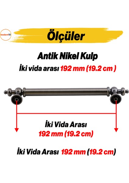 Osmanlı (192 mm 19.2 cm) Antik Nikel Metal Mobilya Mutfak Çekmece Dolap Dolabı Kulbu Kulpları fiyatları
