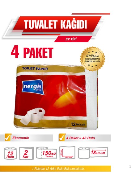 Tuvalet Kağıdı 4 Paket 48'li