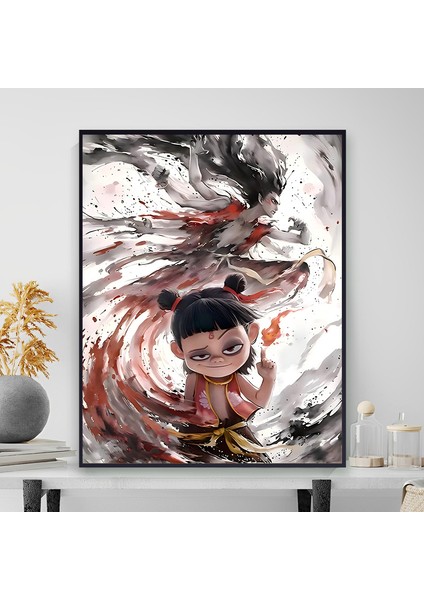 Nezha'nın Sihirli Çocuğu Denizin Peşinde Yağlı Boya Yatak Odası Yağlı Boya Dekoratif Tablo (Yurt Dışından)
