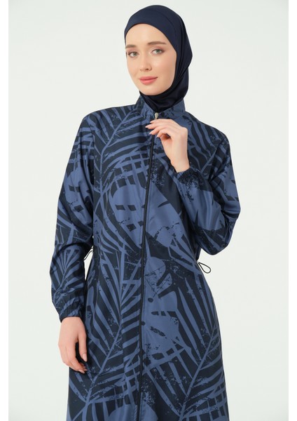 Gold Desenli Uzun Battal Tesettür Mayo