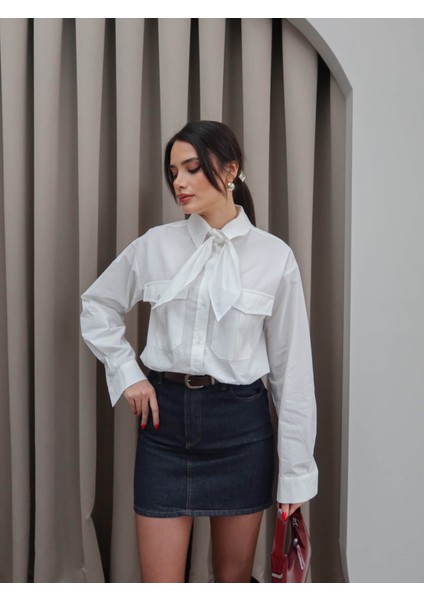 Çift Cepli Fularlı Gömlek fırsatları