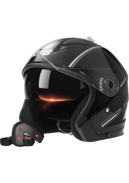 Erkekler ve Kadınlar Için Motosiklet Açık Yüz Kaskı Çift Lensli Güneşlik Yüz Kalkanı Üst Hafif Scooter Bisiklet Retro 3/4 Kaskrenk:beyaz (Yurt Dışından)
