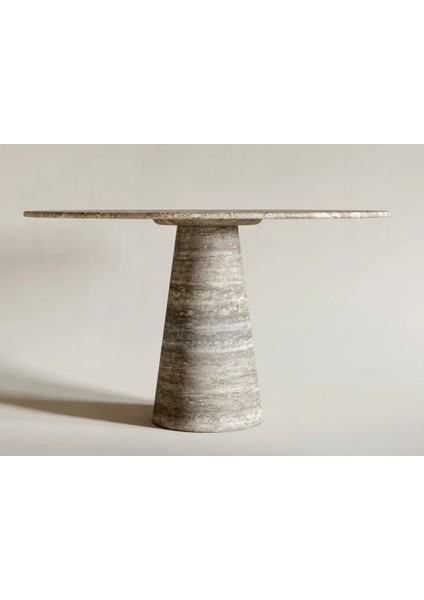 Hunsil-Silver Traverten Mermer Yemek Masası