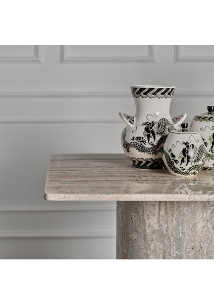 Bombe-Silver Traverten Mermer Yemek Masası modelleri