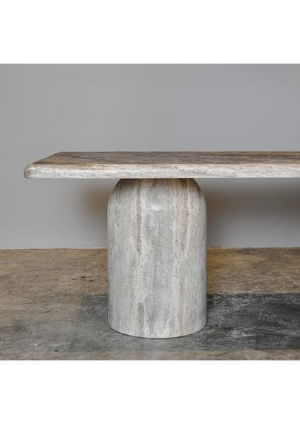 Bombe-Silver Traverten Mermer Yemek Masası fırsatları