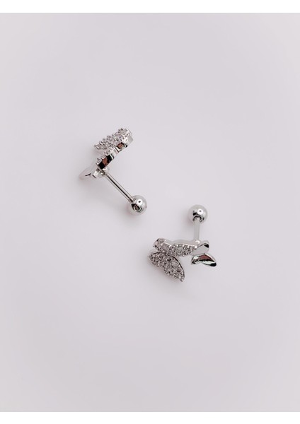 Cerrahi Çelik Piercing Ikili Kelebek Figürlü Kıkırdak Helix Tragus Piercing (1ADET)