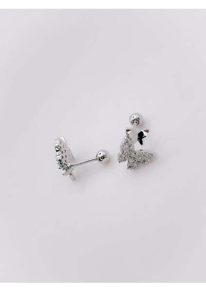 Cerrahi Çelik Piercing Ikili Kelebek Figürlü Kıkırdak Helix Tragus Piercing (1ADET)