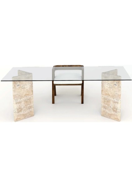 Vemyamaacam-Traverten Mermer Yemek Masası