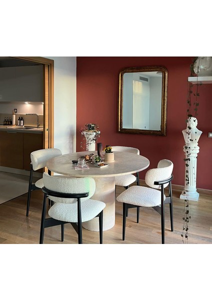 Zack-Traverten Mermer Yuvarlak Tek Silindir Ayakyemek Masası modelleri