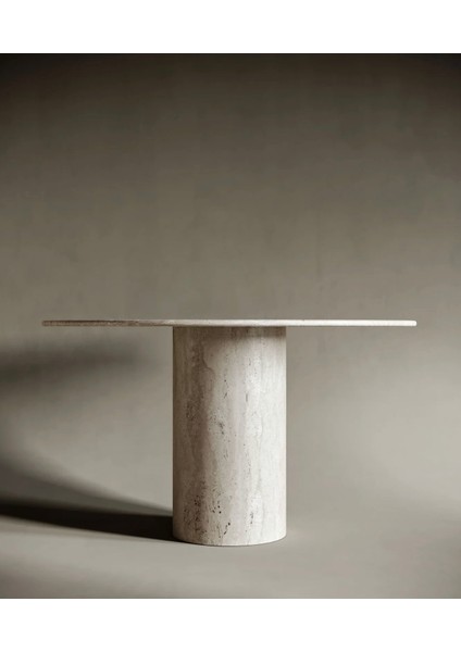 Zack-Traverten Mermer Yuvarlak Tek Silindir Ayakyemek Masası fırsatları