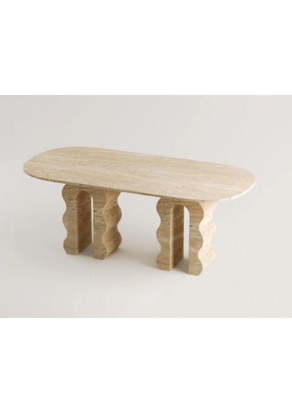 Malta-Traverten Mermer Yemek Masası