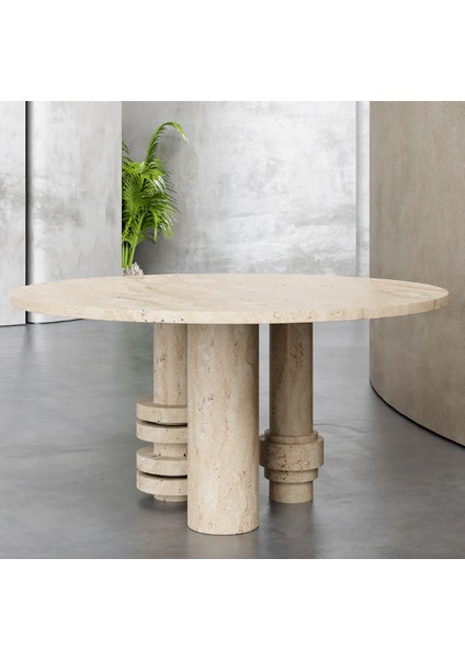 Tranta-Traverten Mermer Yemek Masası