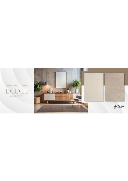 Ecole QF02A Kahverengi Pamuk Akrilik Silinebilir Leke Tutmaz Yumuşak Dokulu Kilim Halı