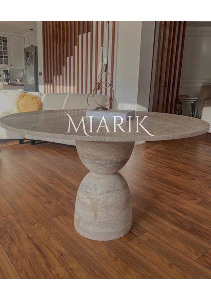 Selenit-Traverten Mermer Kum Saati Yemek Masası modelleri