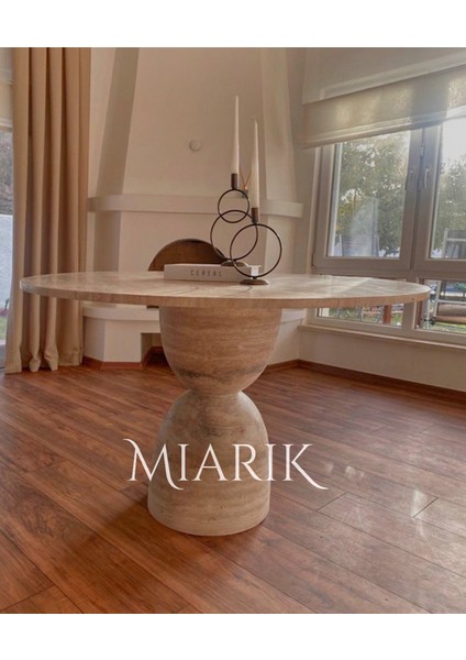 Selenit-Traverten Mermer Kum Saati Yemek Masası indirimleri