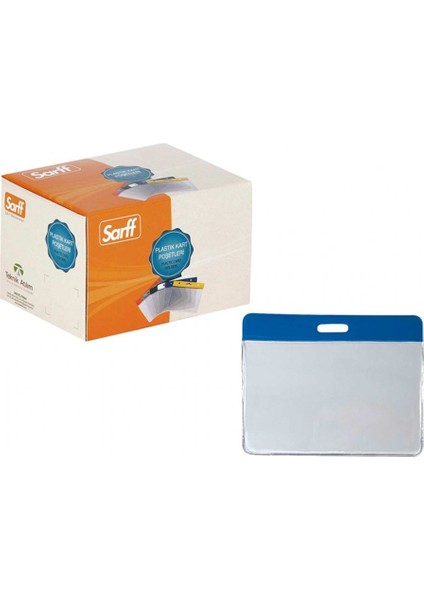 Sarff Şeffaf Kart Poşeti Yatay 75X95 mm ( 5 Adet )+ Kart Askı Ipi Beyaz Metal Klipsli( 5 Adet ) Set