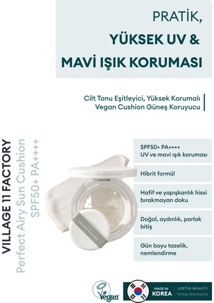 Perfect Airy Sun Cushion SPF50+ Pa++++ 14G - Cilt Tonu Eşitleyici Vegan Cushion Güneş Kremi