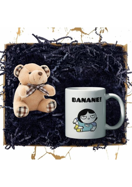 Mini Peluş Ayıcık & Eğlenceli Özel Tasarım Baskılı Kupa Bardak