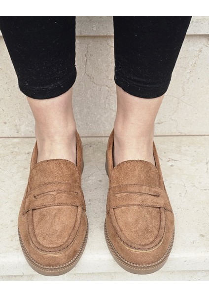Rahat Günlük Tarz Süet Nubuk Çalışan Kadın Loafer Ayakkabısı indirimleri