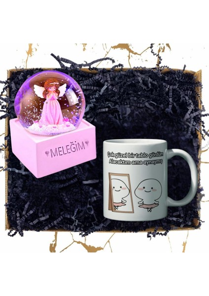 Şans Meleğim Renk Değiştiren Işıklı Kar Küresi & Eğlenceli Özel Tasarım Baskılı Kupa Bardak