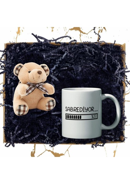 Mini Peluş Ayıcık & Eğlenceli Özel Tasarım Baskılı Kupa Bardak