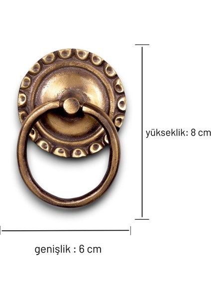 Pirinç Döküm Antik Sarı Rengi 8 cm Sallantılı Halka Kulp (Ömür Boyu Garanti) modelleri