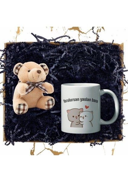 Mini Peluş Ayıcık & Eğlenceli Özel Tasarım Baskılı Kupa Bardak