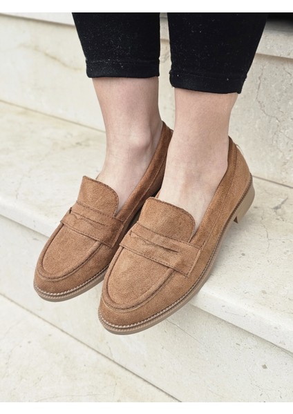 Rahat Günlük Tarz Süet Nubuk Çalışan Kadın Loafer Ayakkabısı modelleri