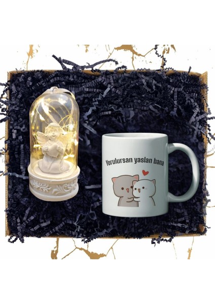 Masum Melek Işıklı Fanus & Eğlenceli Özel Tasarım Baskılı Kupa Bardak