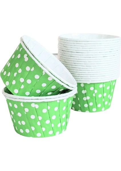 Cup Cake | Sufle Kapsülü | Muffin Kapsülü Yeşil Puantiyeli 25 Adet (50X39mm) modelleri