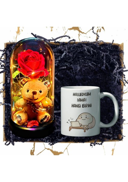 Ayıcıklı Işıklı Teraryum & Eğlenceli Özel Tasarım Baskılı Kupa Bardak