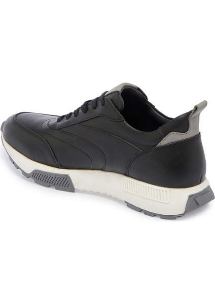 Siyah Hakiki Deri Erkek Sneaker - E24I1AY56629-A23
