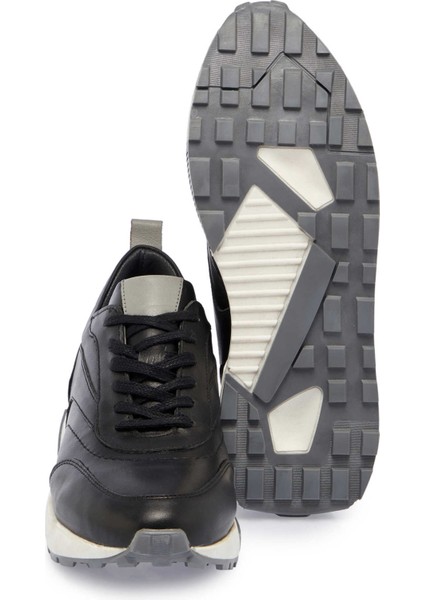 Siyah Hakiki Deri Erkek Sneaker - E24I1AY56629-A23