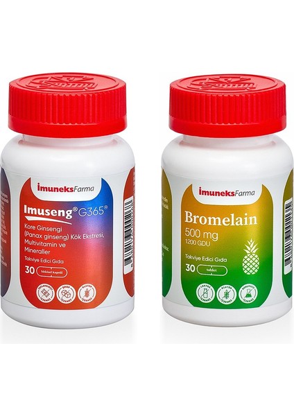 Imuseng G365 30 Kapsül & Bromelain 500 Mg Takviye Edici Gıda 30 Tablet
