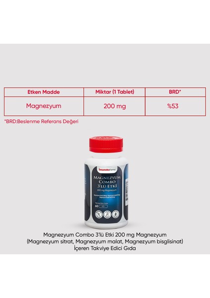 Magnezyum Combo 200 Mg 60 Tablet
