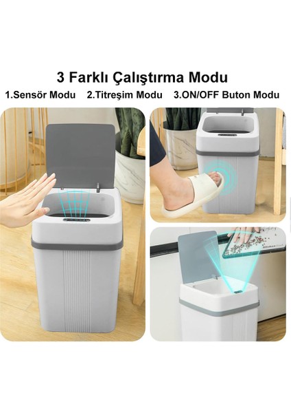 Sensörlü 12 Litre Çöp Kovası (Şarj Edilebilir Lityum Pilli) / GT-SC01