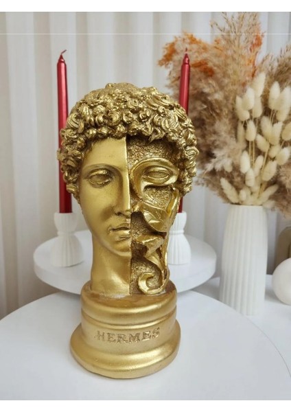 Dekoratif Çiçekli Hermes Heykel Biblo