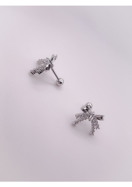 Cerrahi Çelik Piercing Iki Şeritli Fiyonk Figürlü Kıkırdak Helix Tragus Piercing (1ADET) fırsatları