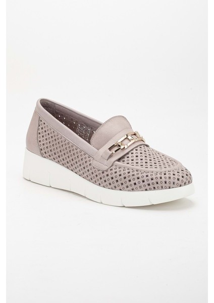 Kadın Deri Günlük Lazerli Tokalı Rahat Ayakkabı - Silvergrey fırsatları