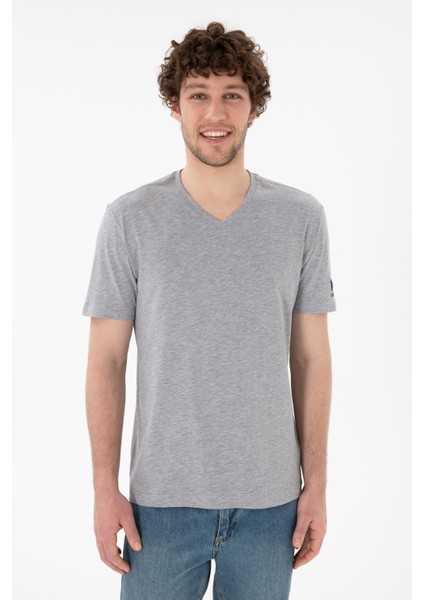 Erkek Gri Melanj Tişört Basic 50305858-VR086