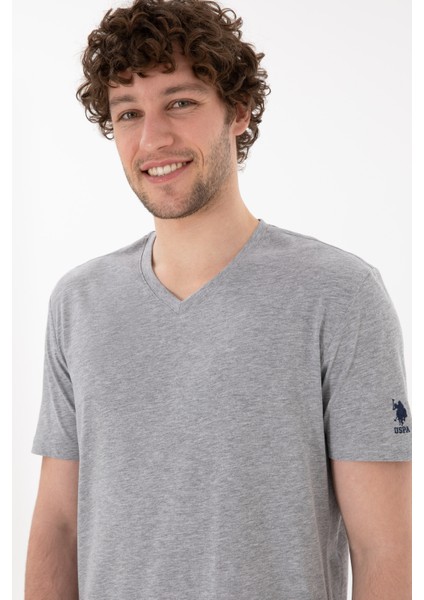 Erkek Gri Melanj Tişört Basic 50305858-VR086